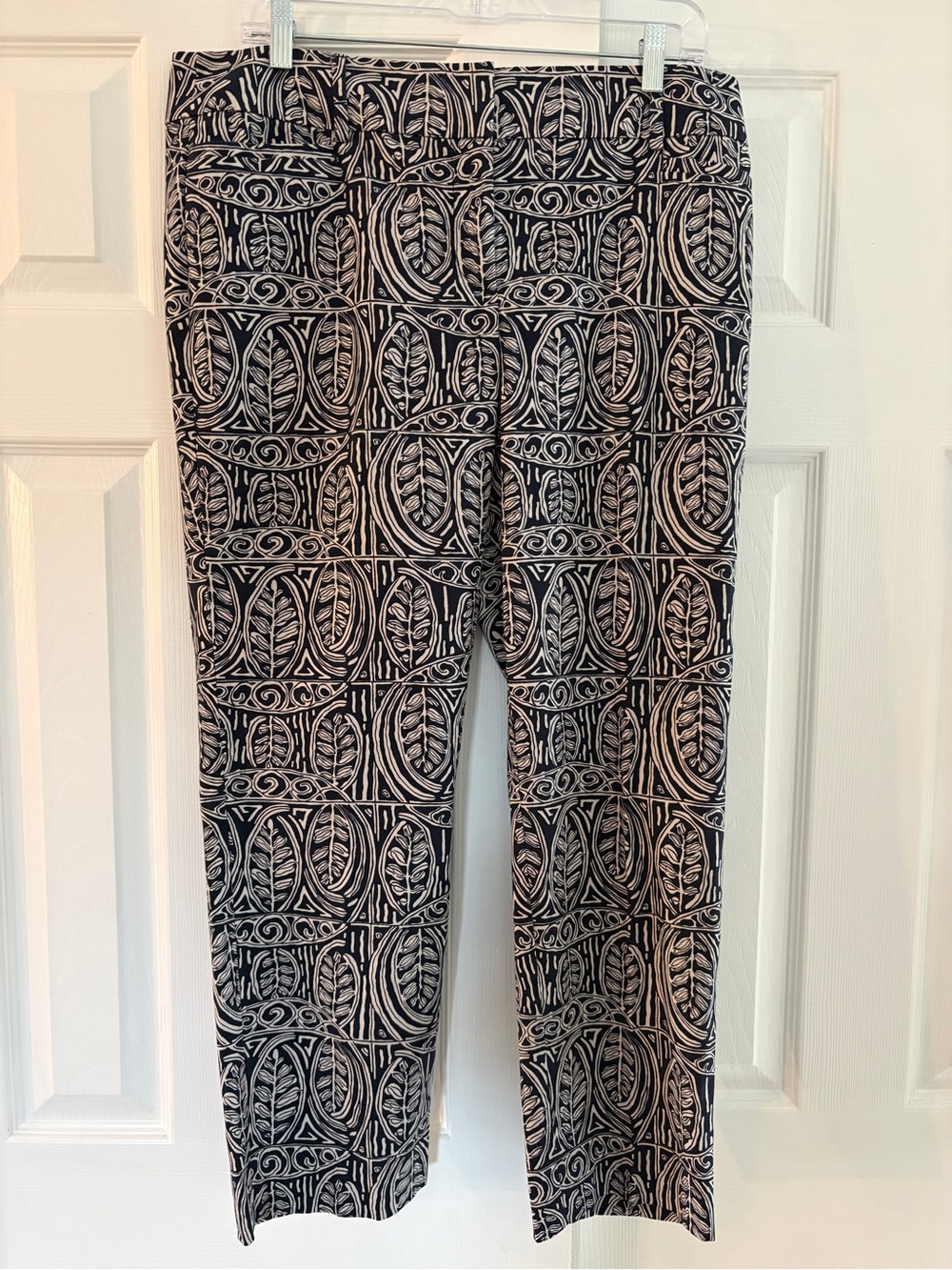 LOFT Navy and Beige Printed Original Ankle Pants